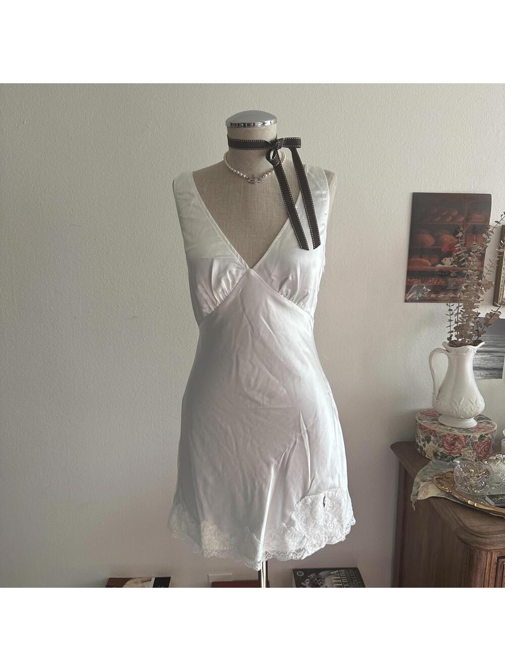 Princess Polly Athenia white silky tie back dress